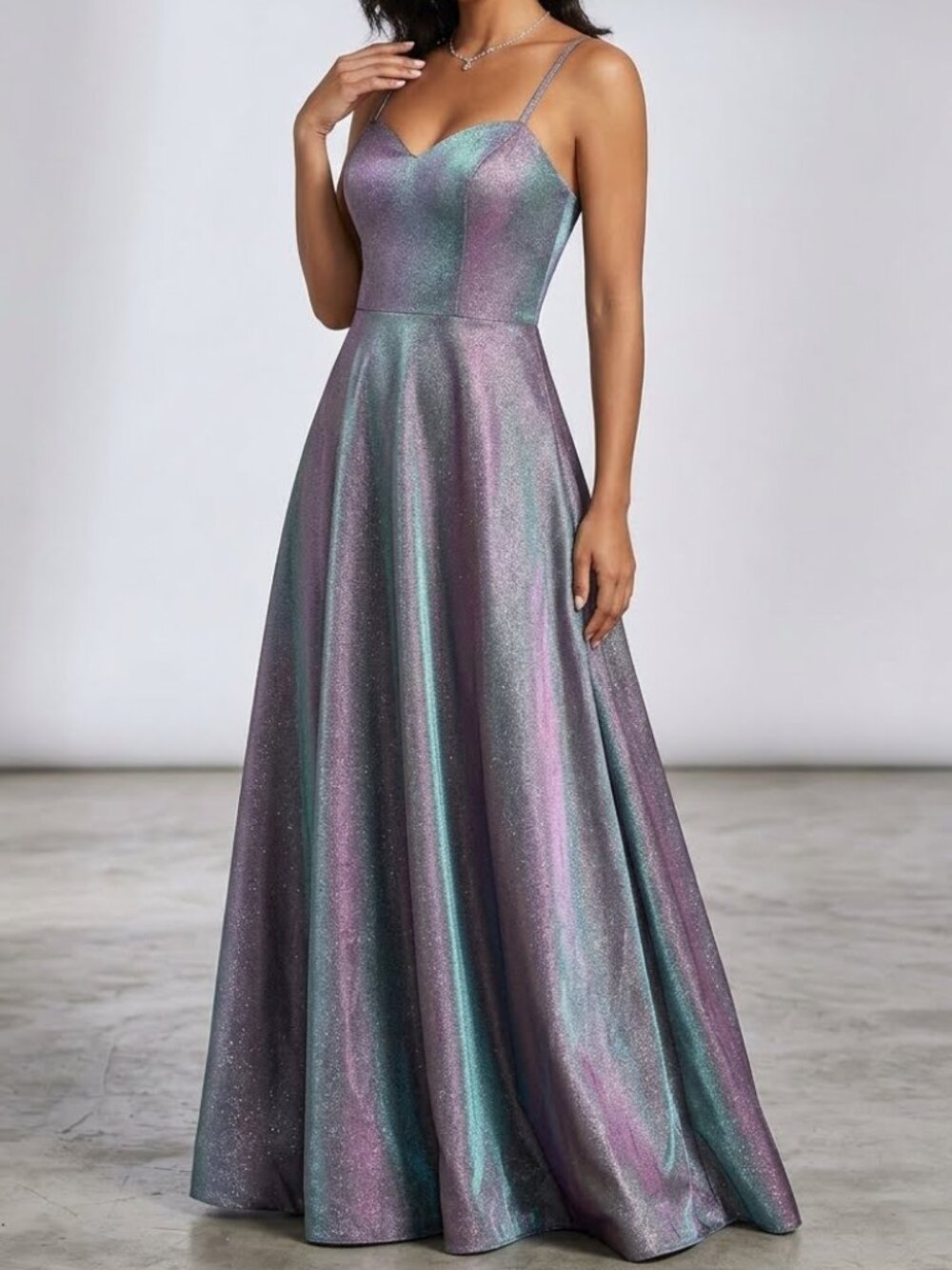 JVN by Jovani Iridescent Metallic A Line Prom Formal Gown Dress Size 10